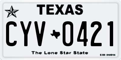TX license plate CYV0421