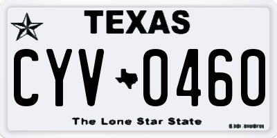 TX license plate CYV0460