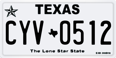 TX license plate CYV0512