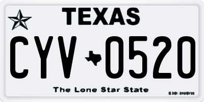 TX license plate CYV0520