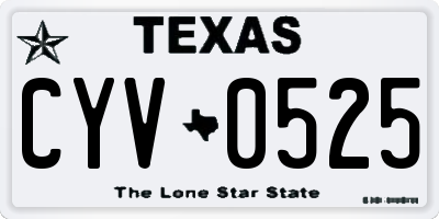 TX license plate CYV0525