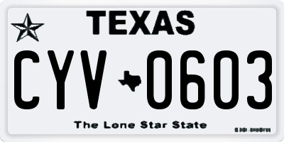 TX license plate CYV0603