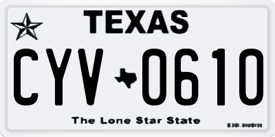 TX license plate CYV0610