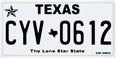 TX license plate CYV0612