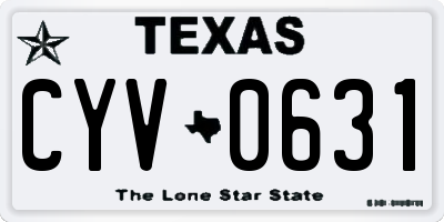 TX license plate CYV0631
