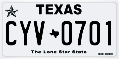 TX license plate CYV0701