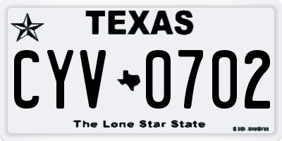TX license plate CYV0702
