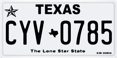 TX license plate CYV0785
