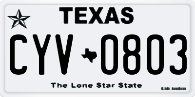 TX license plate CYV0803