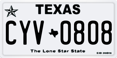 TX license plate CYV0808
