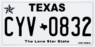 TX license plate CYV0832