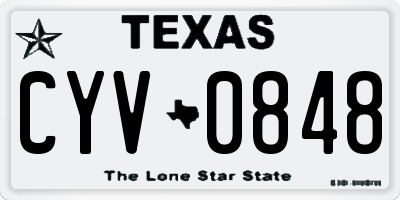 TX license plate CYV0848