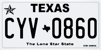 TX license plate CYV0860
