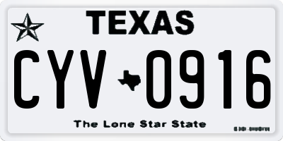 TX license plate CYV0916