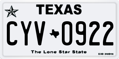 TX license plate CYV0922