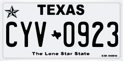 TX license plate CYV0923