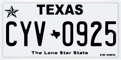 TX license plate CYV0925