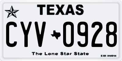 TX license plate CYV0928