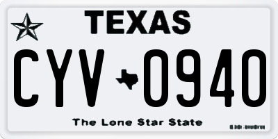 TX license plate CYV0940
