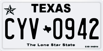 TX license plate CYV0942
