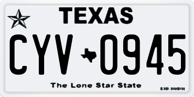 TX license plate CYV0945