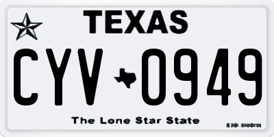 TX license plate CYV0949