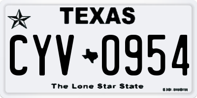 TX license plate CYV0954