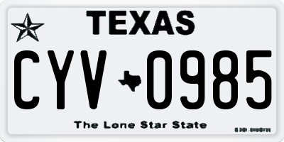 TX license plate CYV0985
