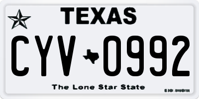 TX license plate CYV0992