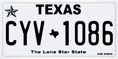 TX license plate CYV1086