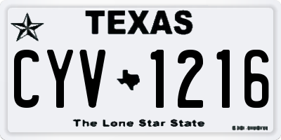 TX license plate CYV1216