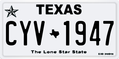 TX license plate CYV1947