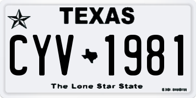 TX license plate CYV1981