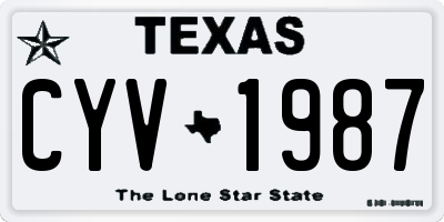 TX license plate CYV1987