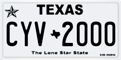 TX license plate CYV2000