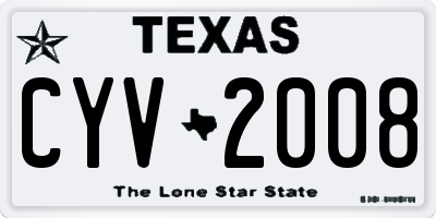 TX license plate CYV2008