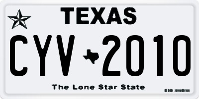 TX license plate CYV2010