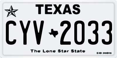 TX license plate CYV2033