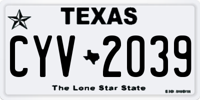 TX license plate CYV2039