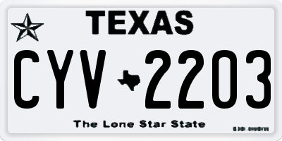 TX license plate CYV2203