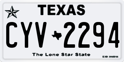 TX license plate CYV2294
