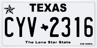 TX license plate CYV2316