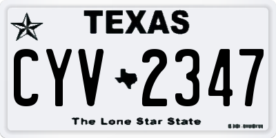 TX license plate CYV2347