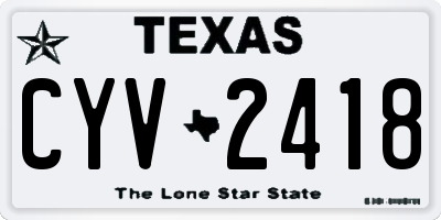TX license plate CYV2418