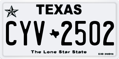 TX license plate CYV2502