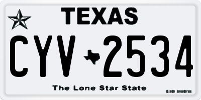 TX license plate CYV2534