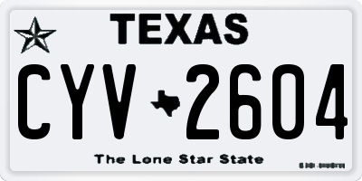 TX license plate CYV2604