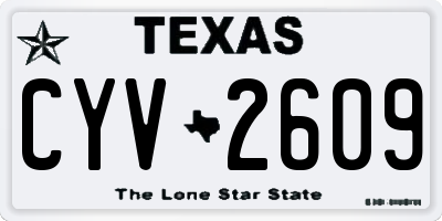 TX license plate CYV2609