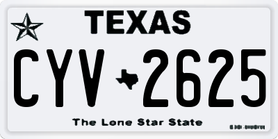 TX license plate CYV2625