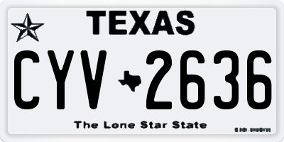 TX license plate CYV2636